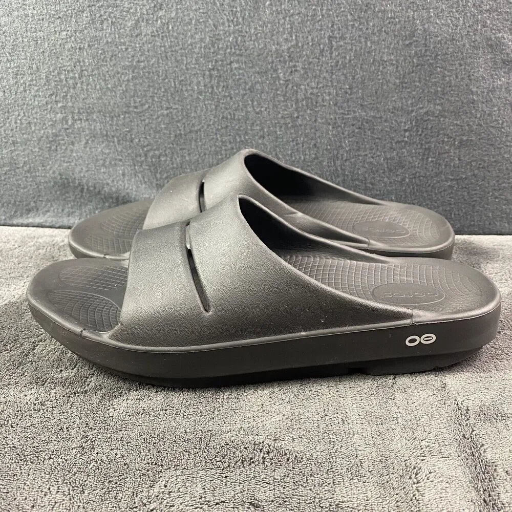OOFOS OOahh Recovery Slides Black Sport Comfort Sandals Men's 12 Women's 14